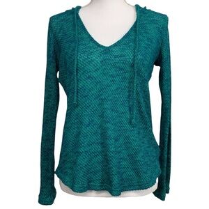 MUDD / Teal Crochet Top with Hood / Small / Y2K Fairy Festival Casual Bohemian